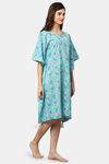 Shararat Cotton Full Length Nightdress - Light Blue — thumbnail 2